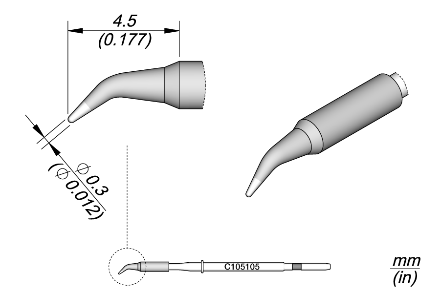 C105105 - Conical Bent Cartridge Ø 0.3